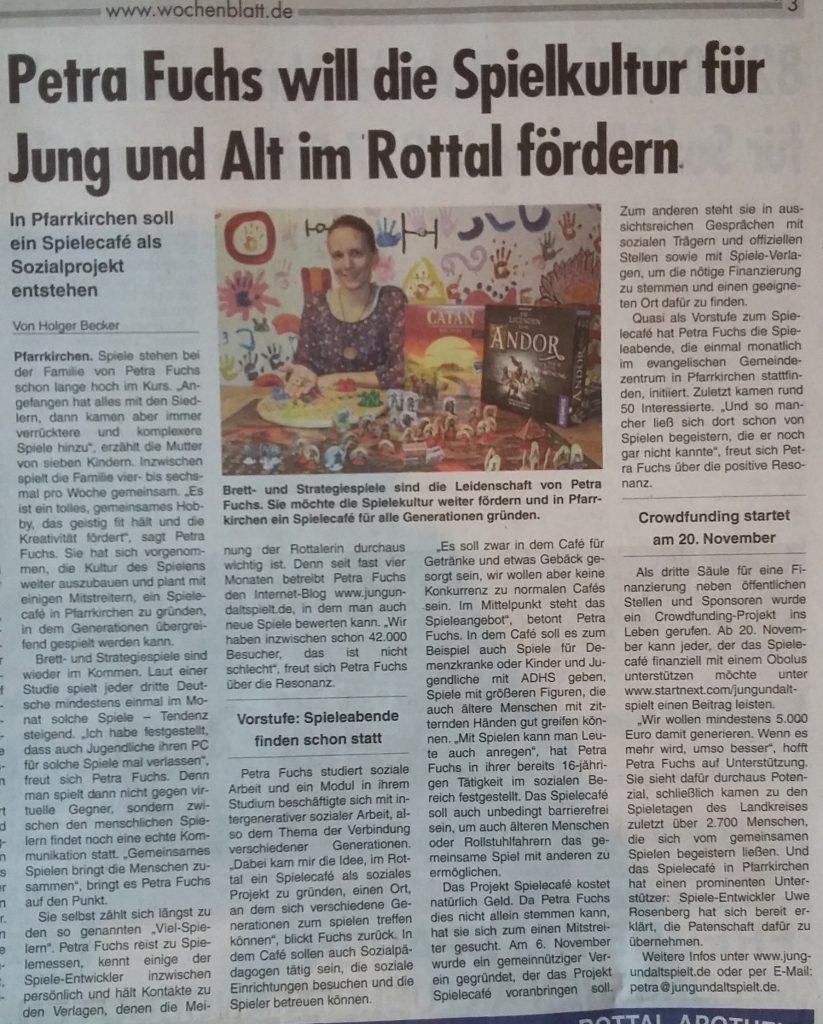 Bild: Bericht im Wochenblatt mit Bild von Petra Fuchs