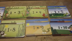 Bild: Kärtchen mit aufgedruckten Rechenaufgaben