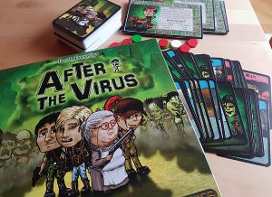 Bild: Spielschachtel "After the Virus" mit Spielmaterial