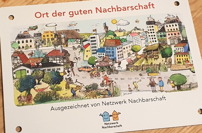 Auszeichnungsurkunde von Netzwerk Nachbarschaft als Ort der guten Nachbarschaft