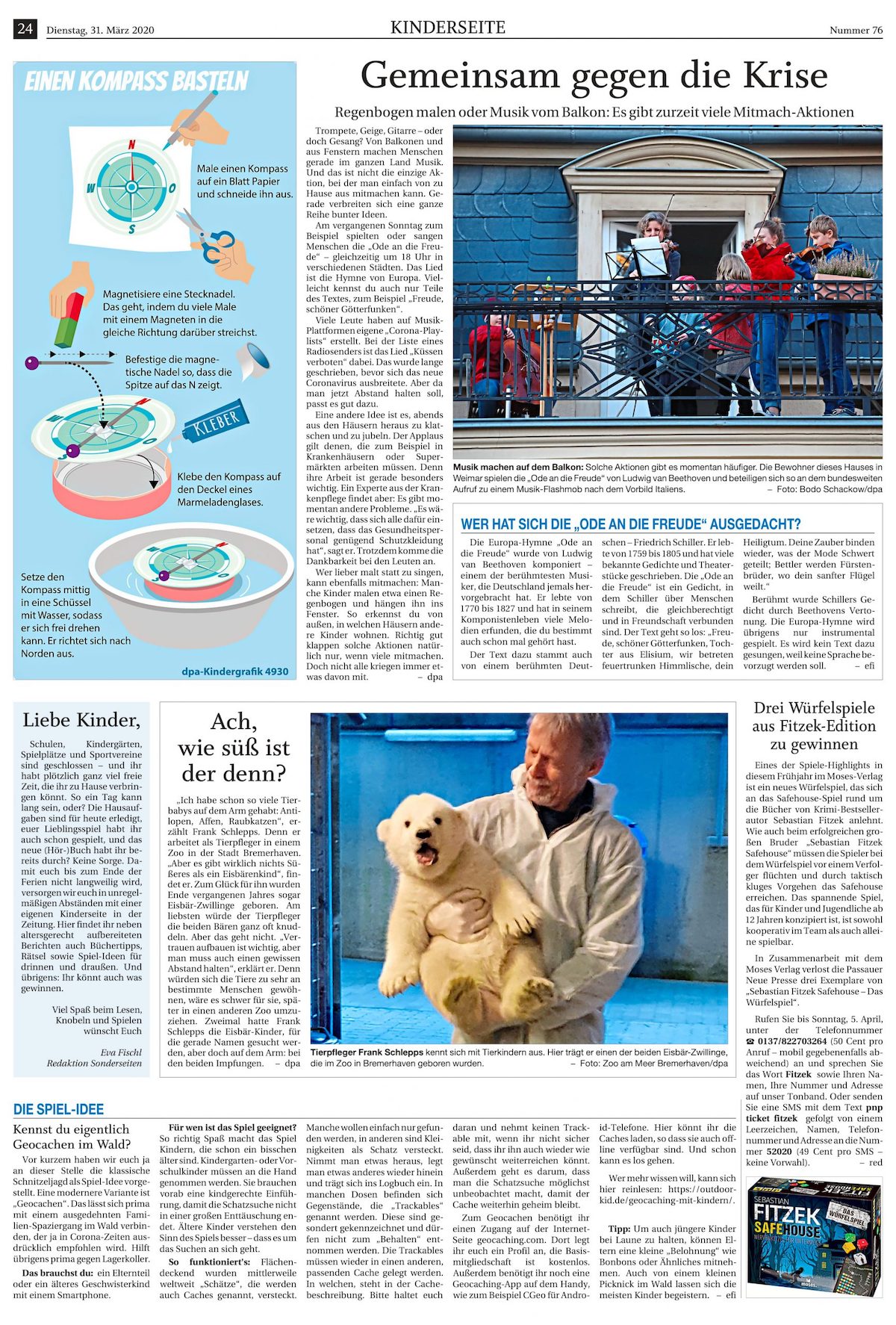 Kinderseite aus der Passauer Neuen Presse, Spiele-Idee: Kennst du eigentliche Geocachen im Wald?