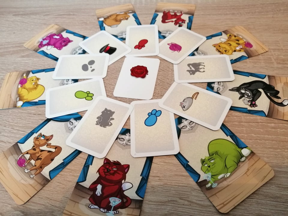 Verschiedene Katzen und Eigenschaftskarten