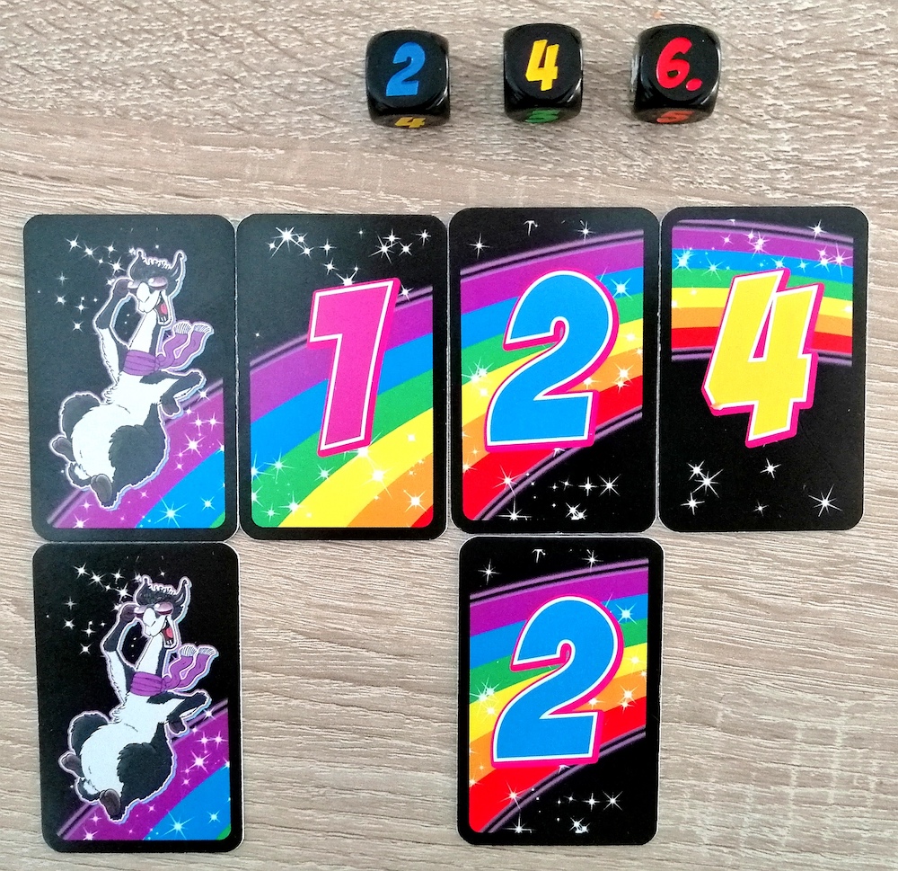 eigene Auslage mit Würfel die anzeigen was abgelegt werden darf. 