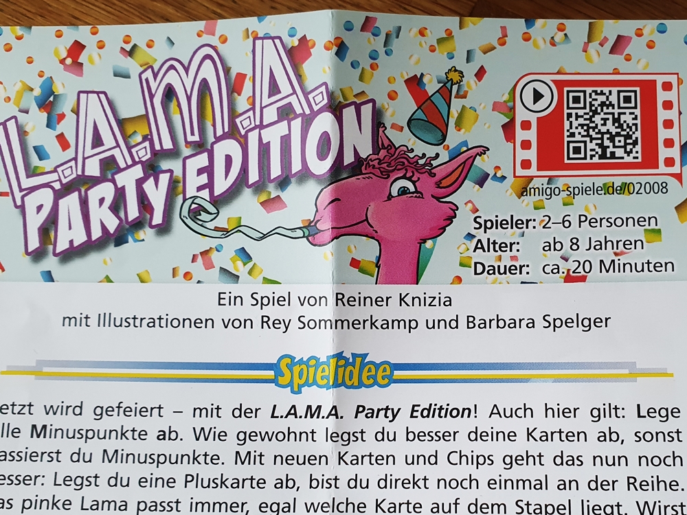 Oberer Teil der Spielanleitung mit QR-Code