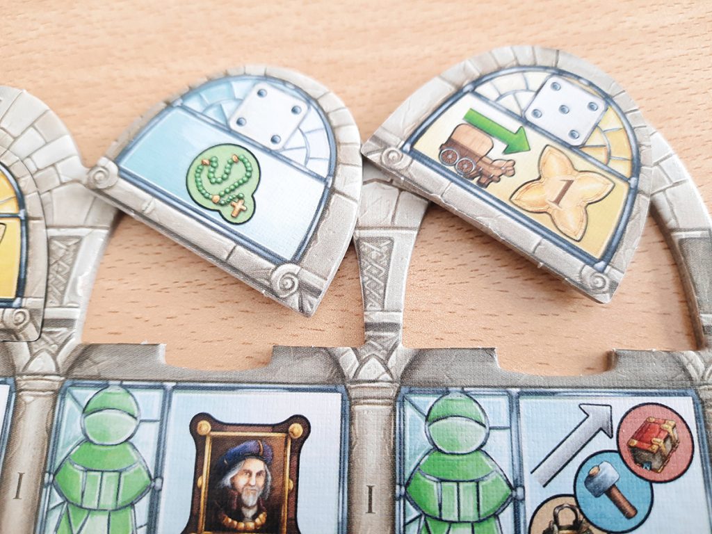 Monasterium - Umdrehen der Standardaktions-Plättchen