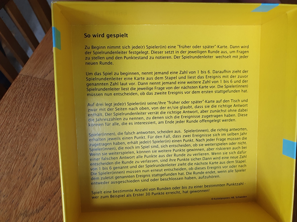 Auf dem Innendeckel ist die Anleitung gedruckt