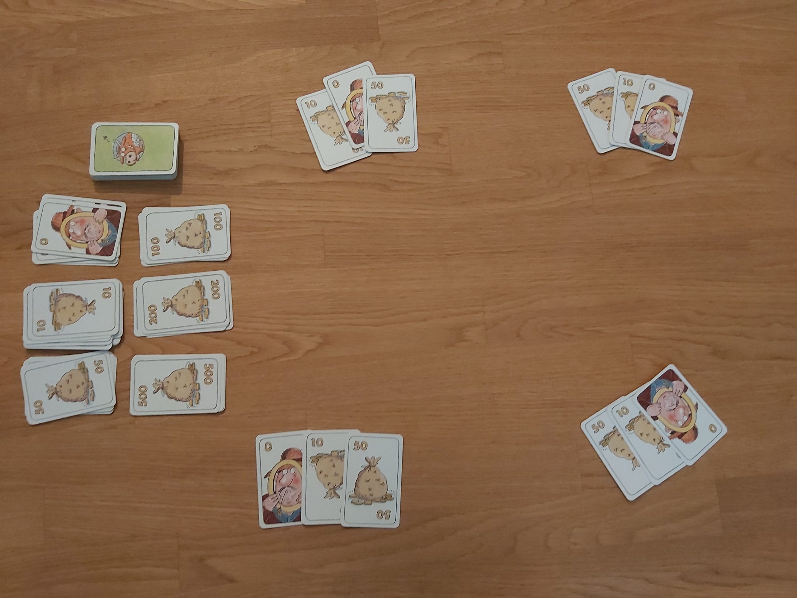 Zu sehen ist der Spielaufbau von Kuhhandel für 4 Spielende.