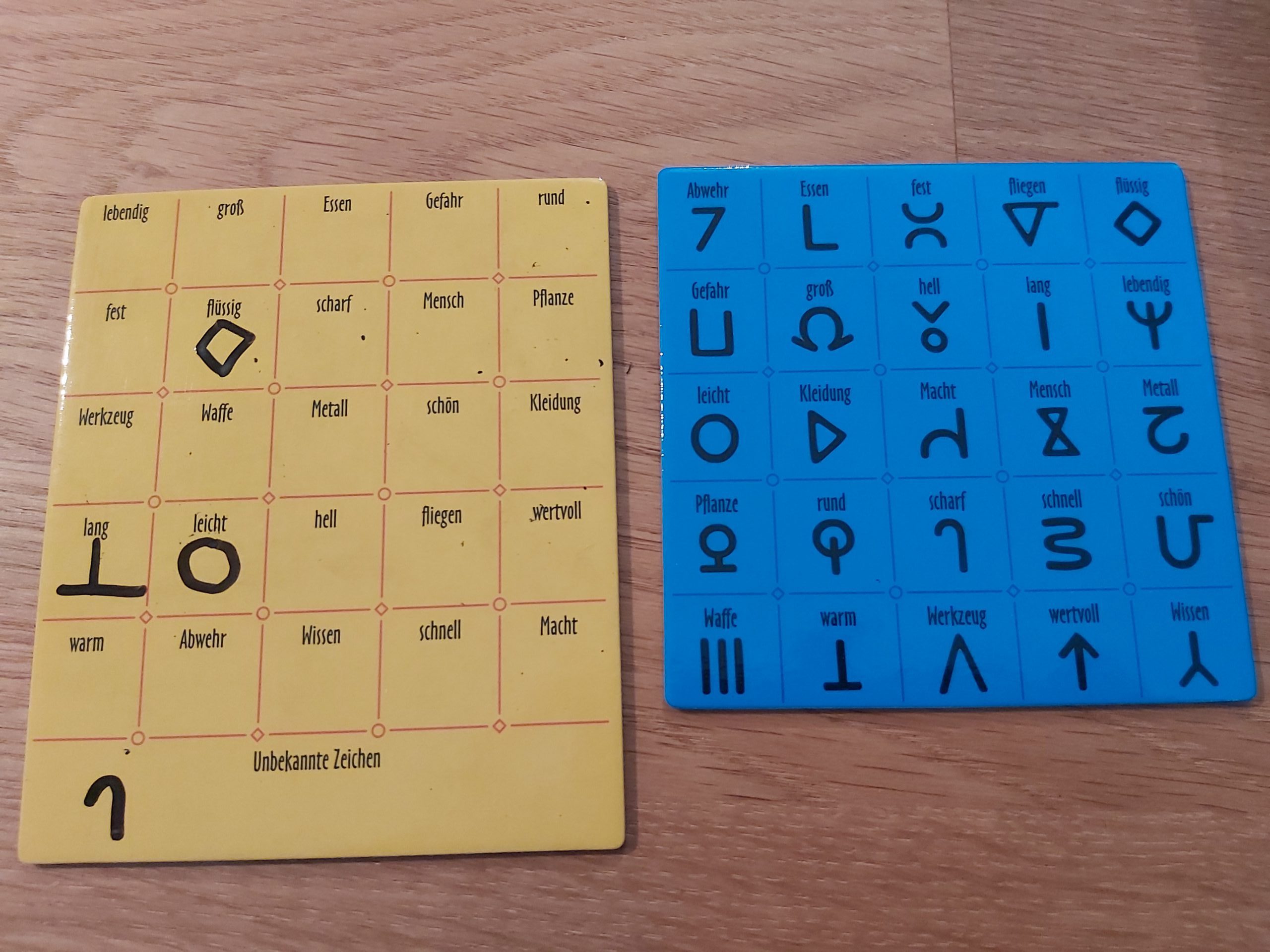 Zu sehen sind die Kommunikationstafeln der Ägypter:innen & Außerirdischen.