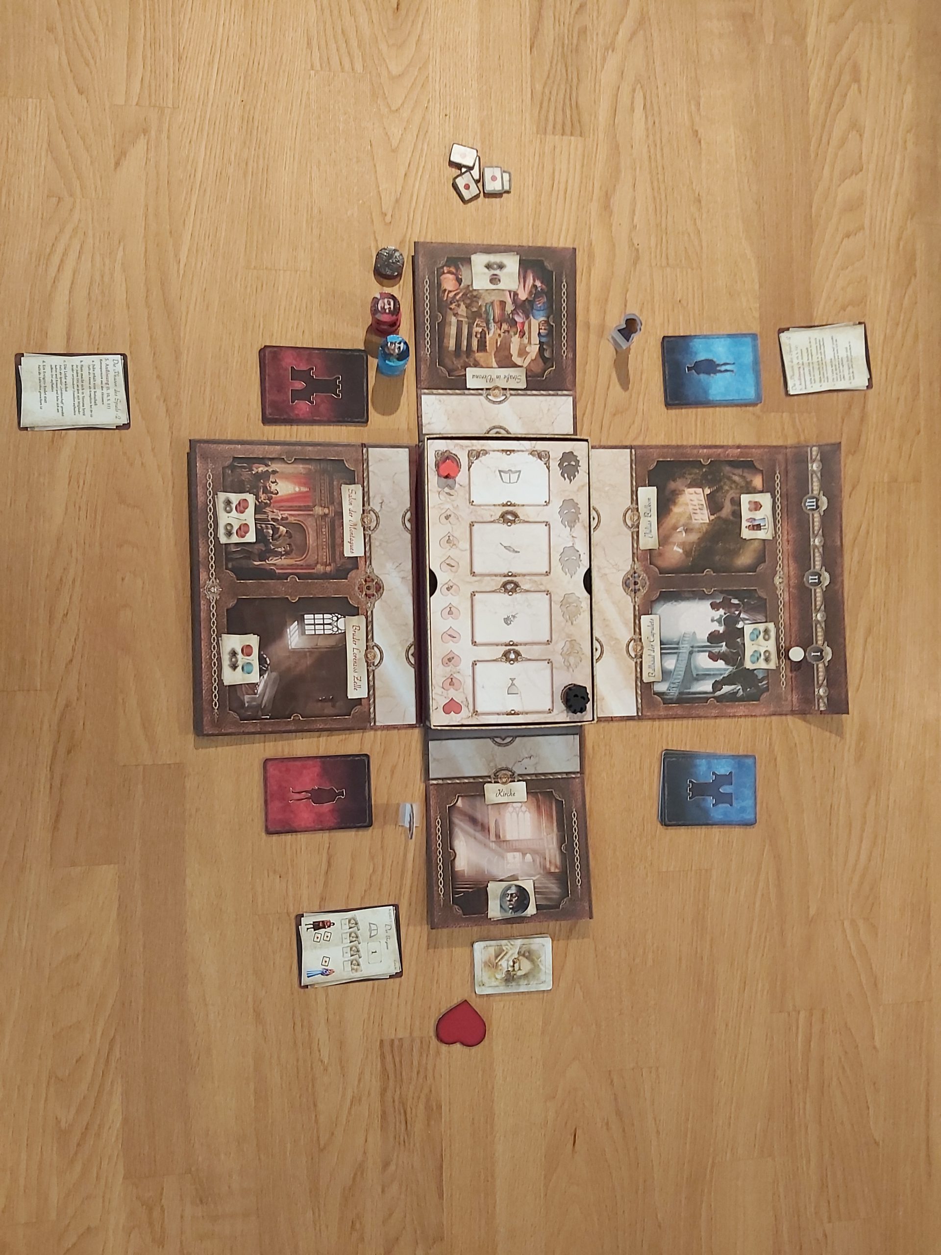 Zu sehen ist der Spielaufbau von Romeo & Julia.