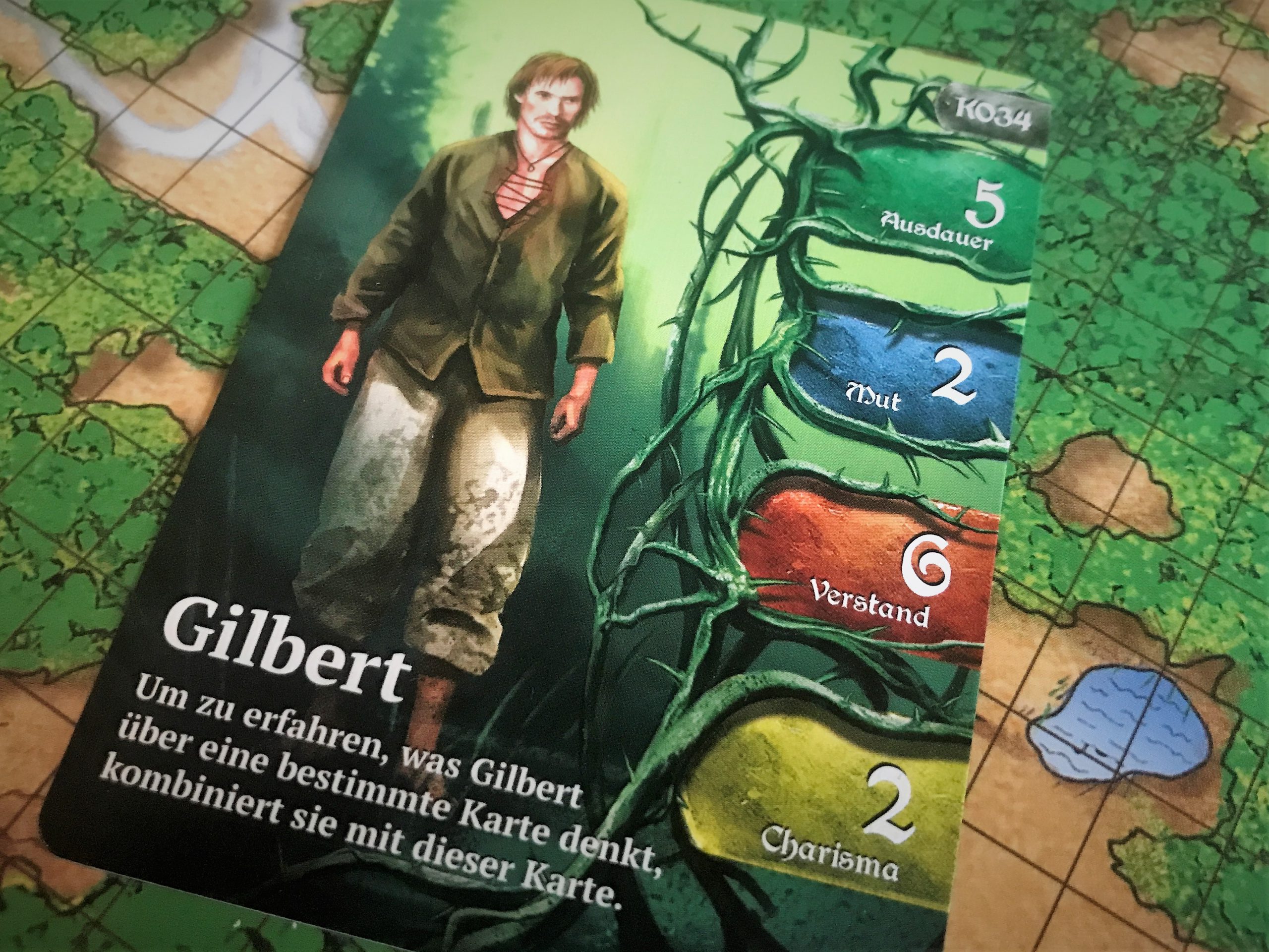 Gilberts Charakterkarte weist 4 Attribute aus. 