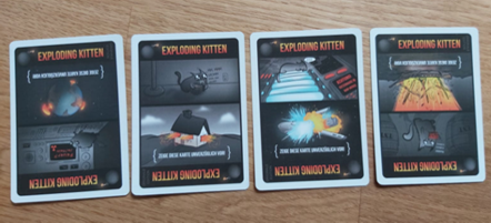 Zu sehen sind die Explosionskarten von Explodding Kittens.