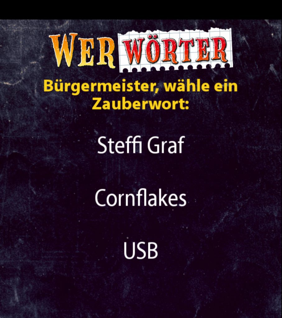 Werwörter APP Auswahl des Wortes