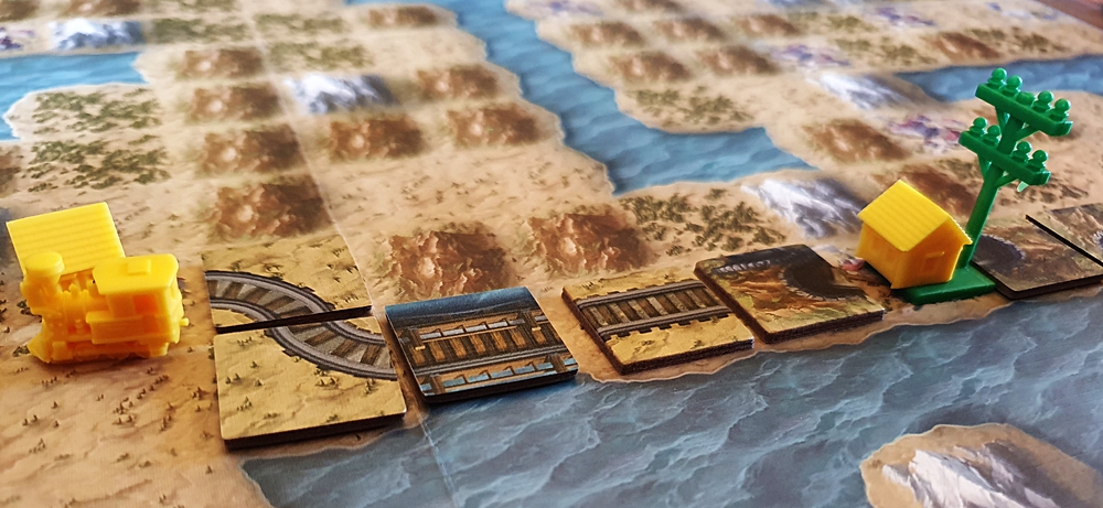 Schienenweg von Stadt zu Stadt mit unterschiedlichen Schienenarten, gebaut von Gelb