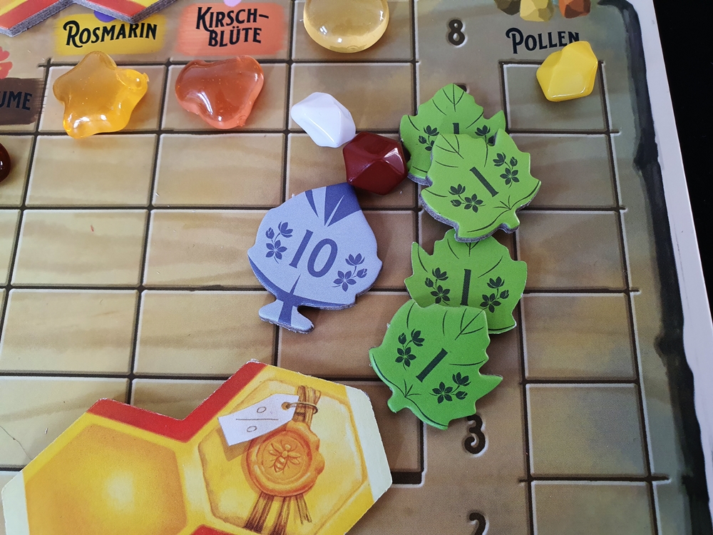 Das Verkaufsfeld auf dem Spielplan zeigt die Preise für die unterschiedlichen Erträge an.