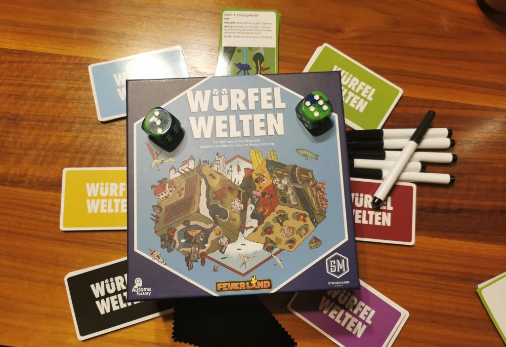 Würfelwelten: Spielmaterial für alle, Kartensatz, Stift und 2 Würfel