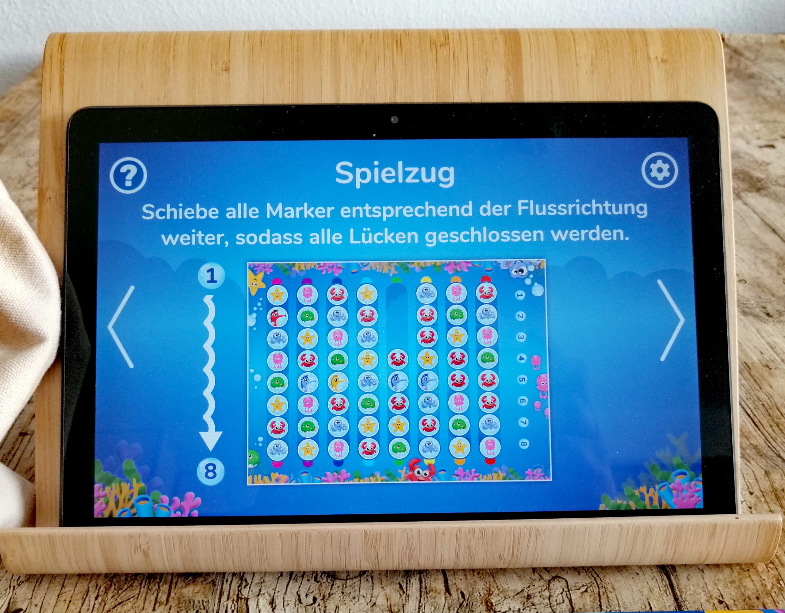 Es wird angegeben in welchem "Fluß" die Plättchen geschoben werden.