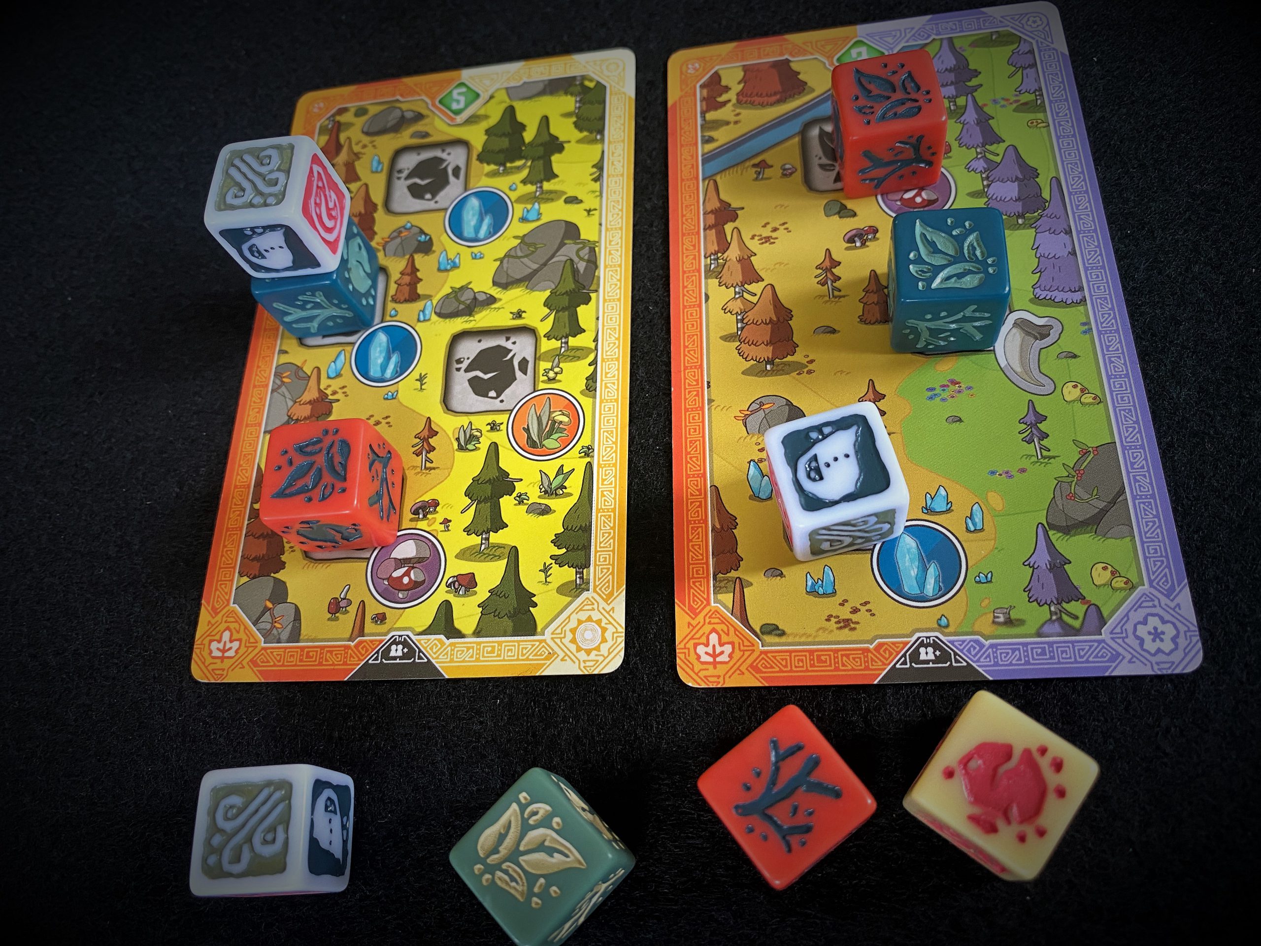 Bein Einsetzen in den Wald müssen das Symbol des Würfels mit dem Symbol des Einsetzfeldes übereinstimmen. 