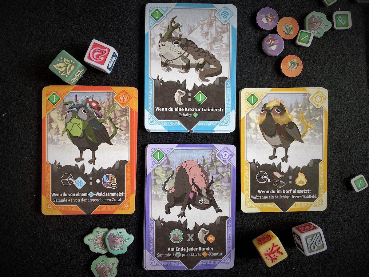 Symbole und Schrift erklären, wie die Tiergefährten uns unterstützen.