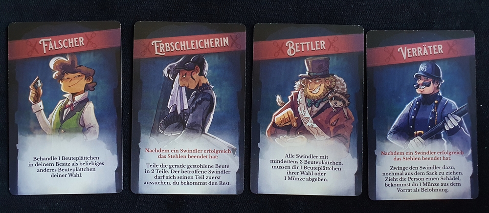 Vier Beispiele für Komplizenkarten