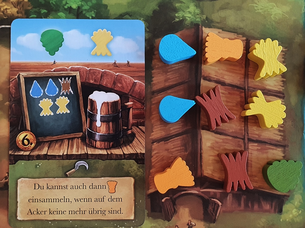 Karte mit Rezeptur für Bierbrauen, passende Zutaten im Vorrat