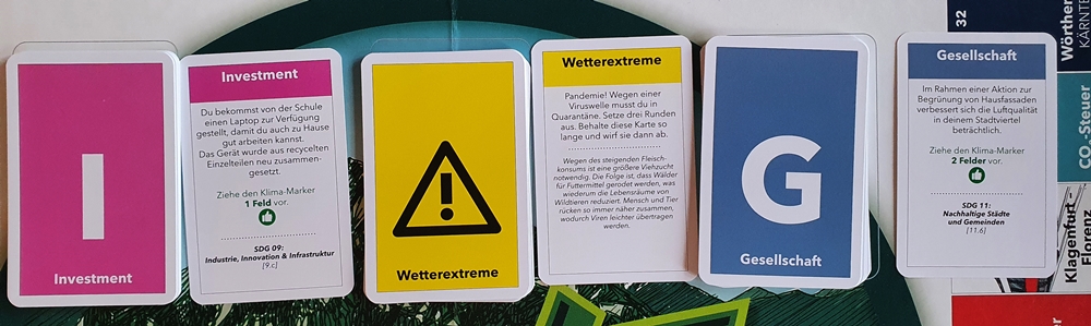 Drei verschiedene Arten von Ereigniskarten