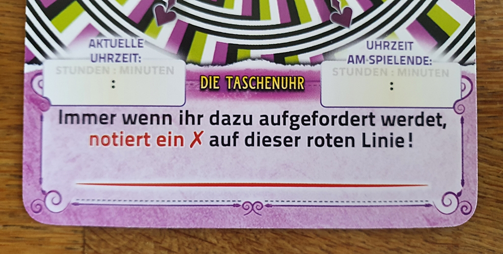 Karte zum Eintragen der Startzeit und für Kreuze bei Fehlern