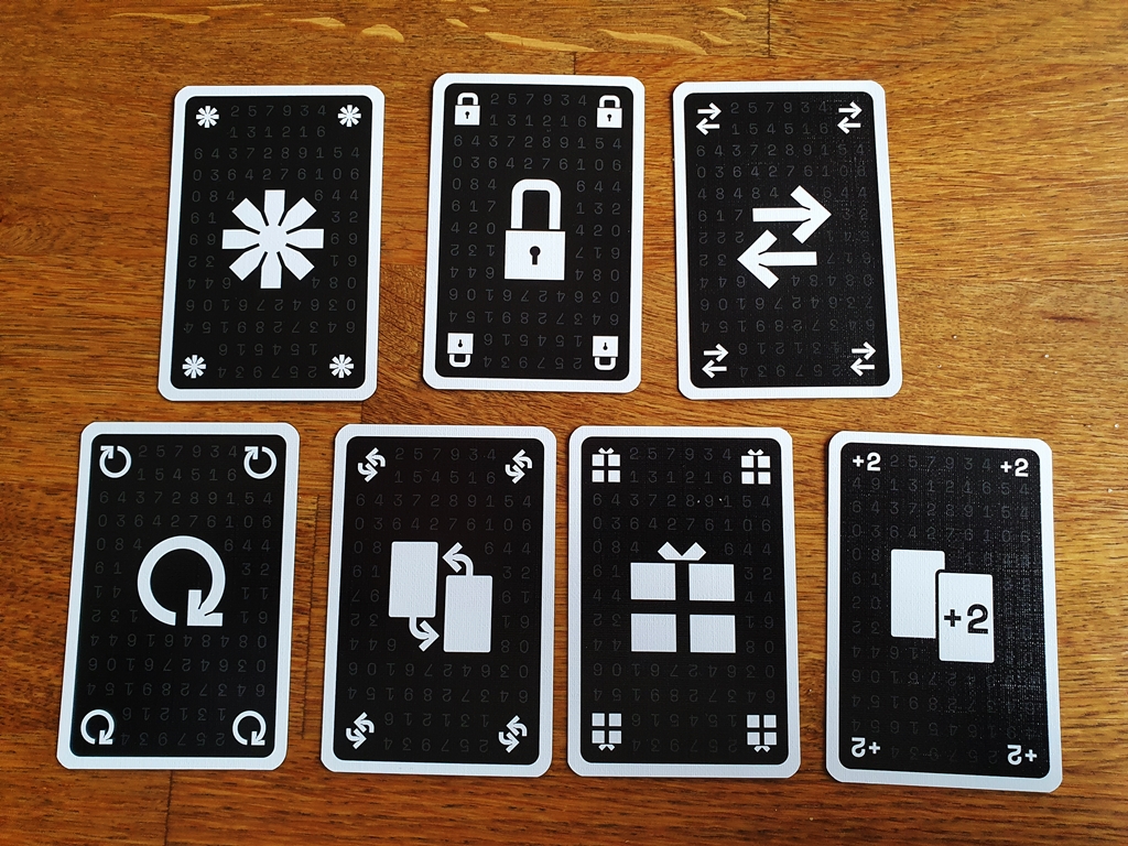 sieben unterschiedliche Aktionskarten