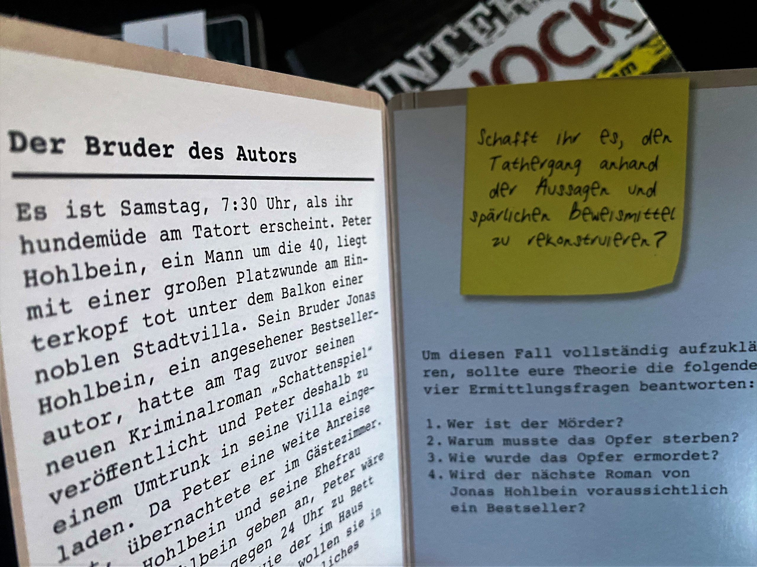In der Fallakte stehen die Rahmeninfos und die Leitfragen