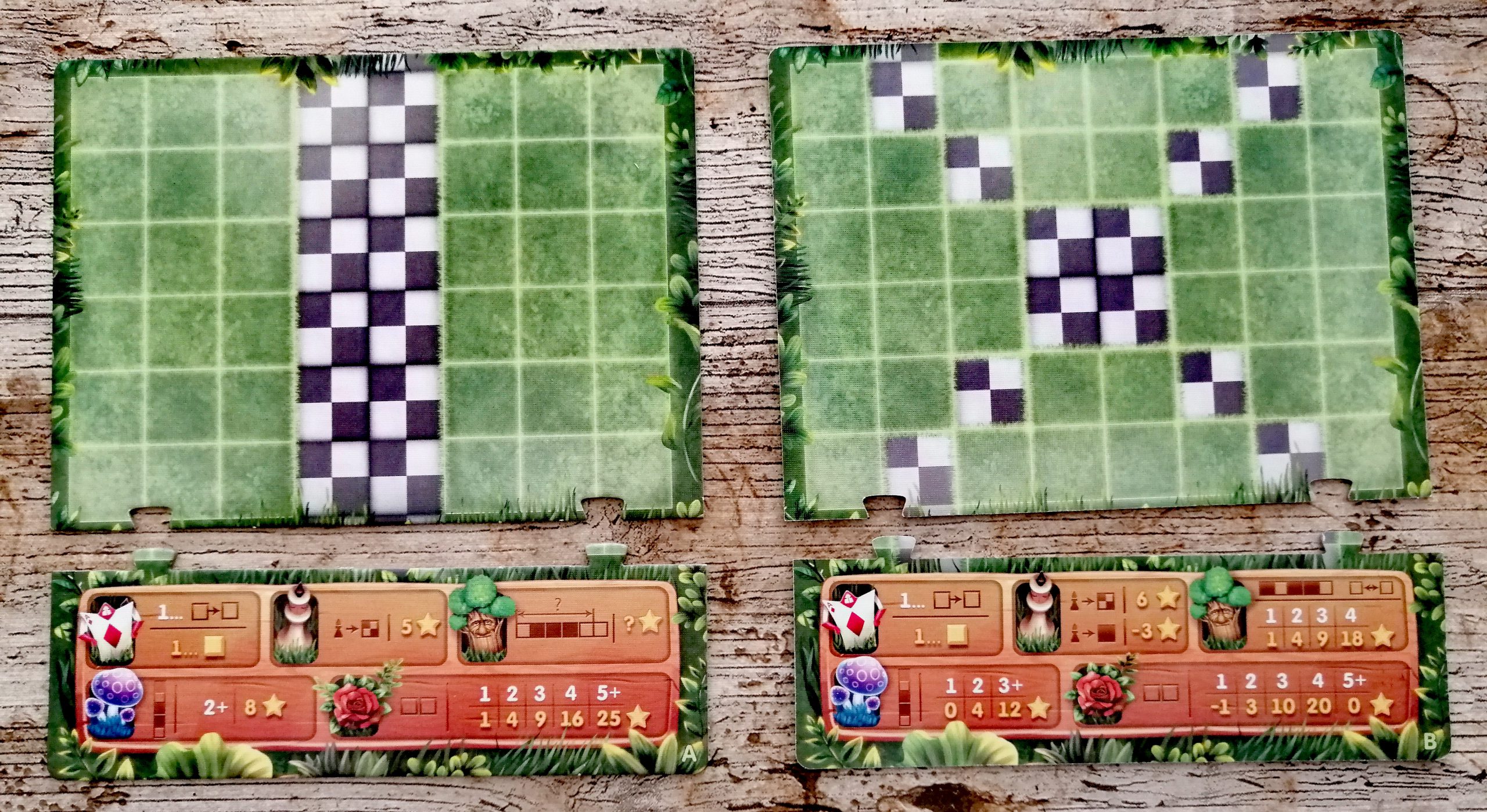 Unser Tableau besteht aus einer jeweiligen A und B Seite. Die B Seite erfordert Spielerfahrung. 