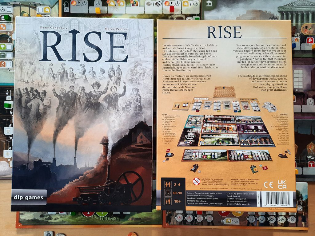 Spielbox mit Rückseite von Rise