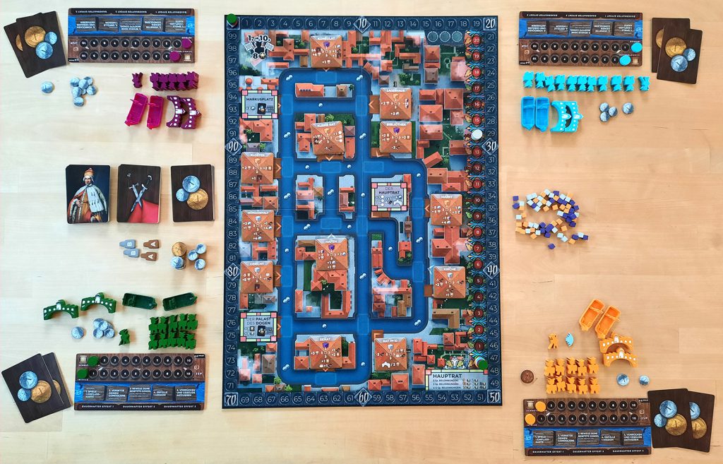 Spielaufbau für 4 Spielende von Venedig