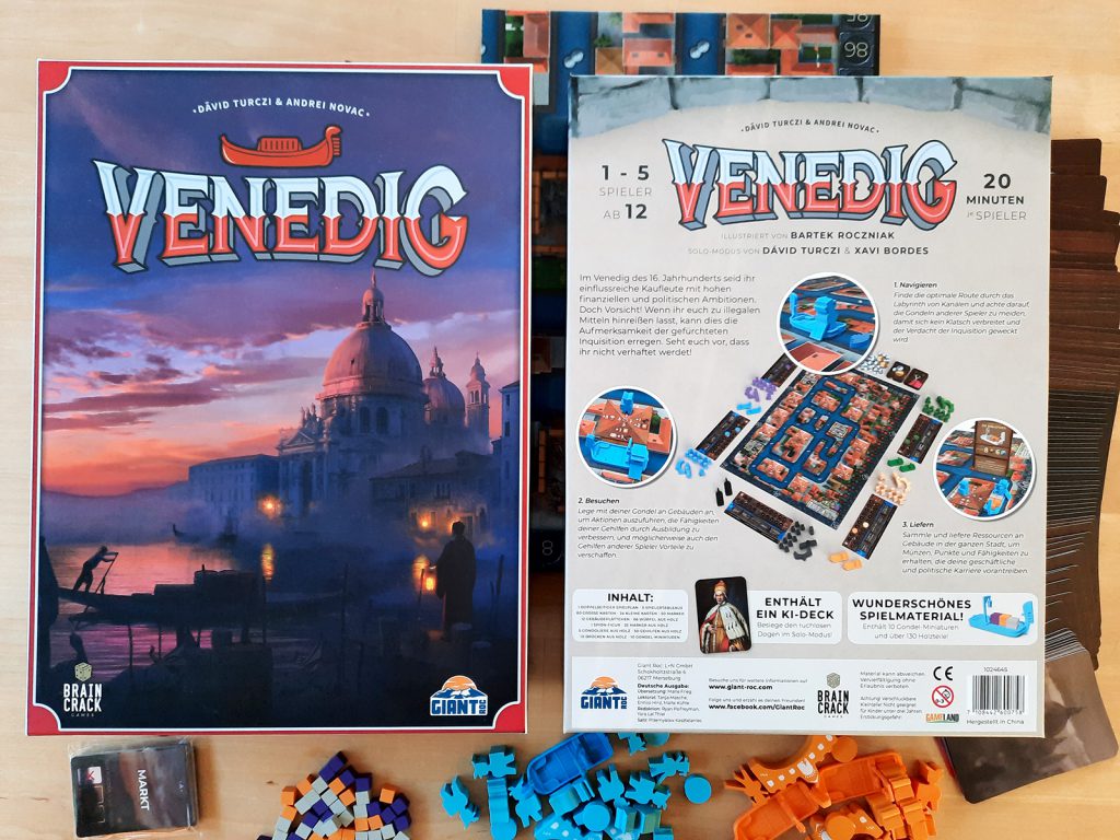 Spielbox und Rückseite von Venedig