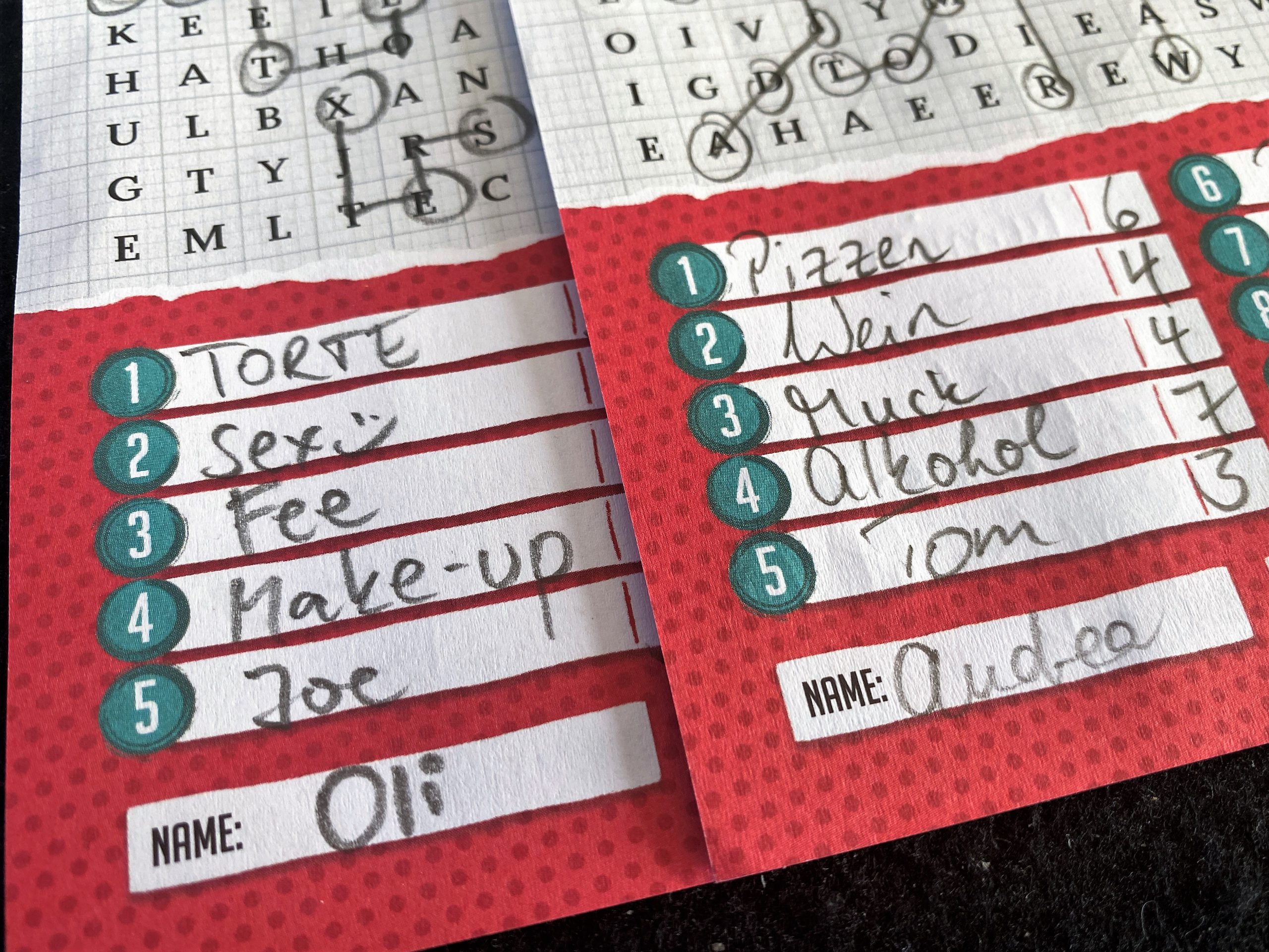 Ein Blick auf die gesammelten Begriffe zweier Personen