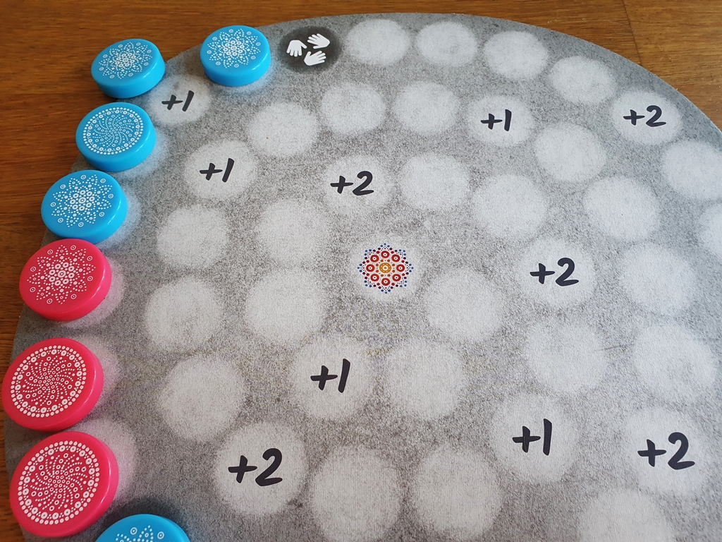 Zentrale Auslage mit den bereits gewerteten Steinen