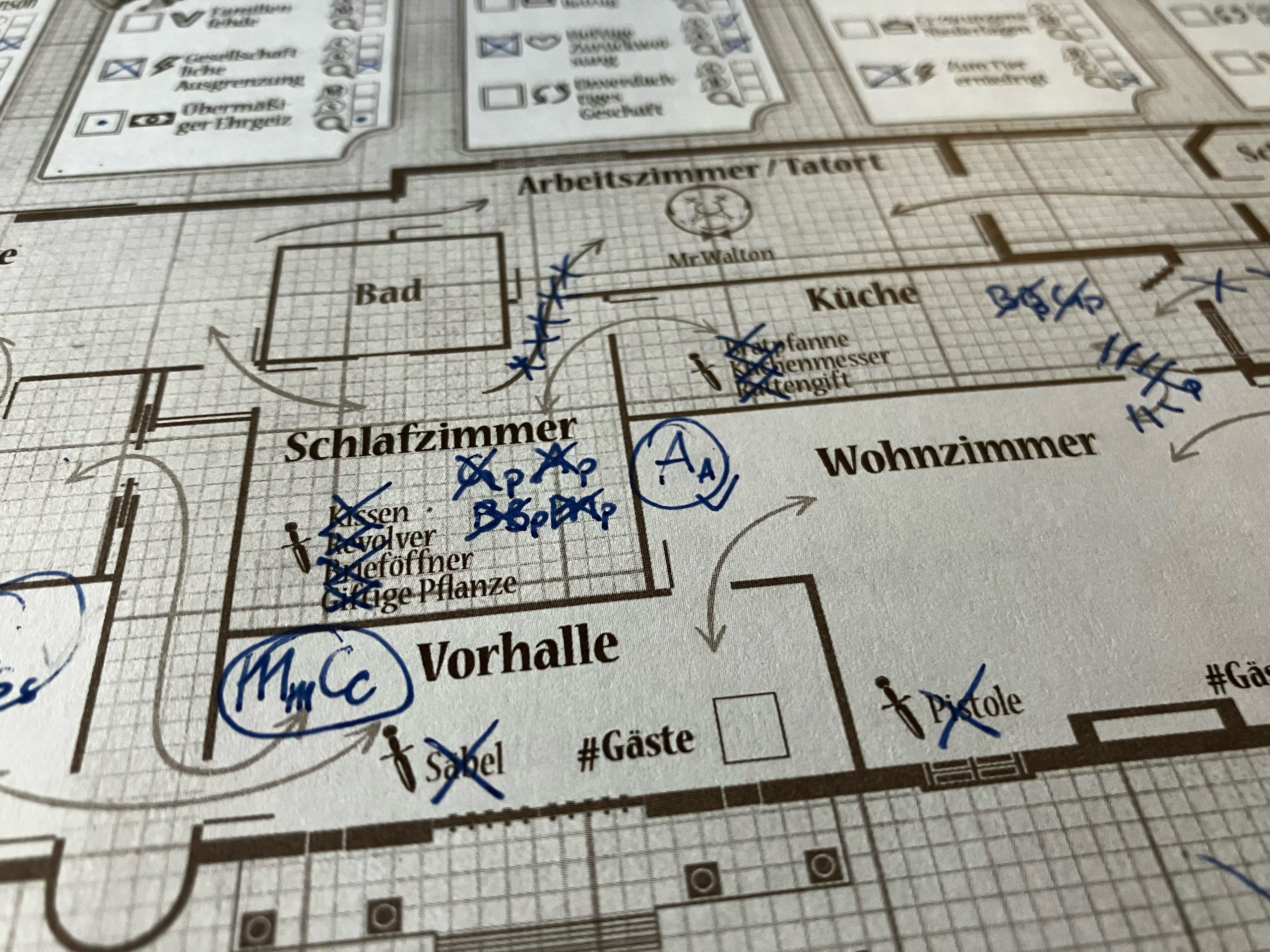 Detail des Informationszettels mit Eintragungen einer Person