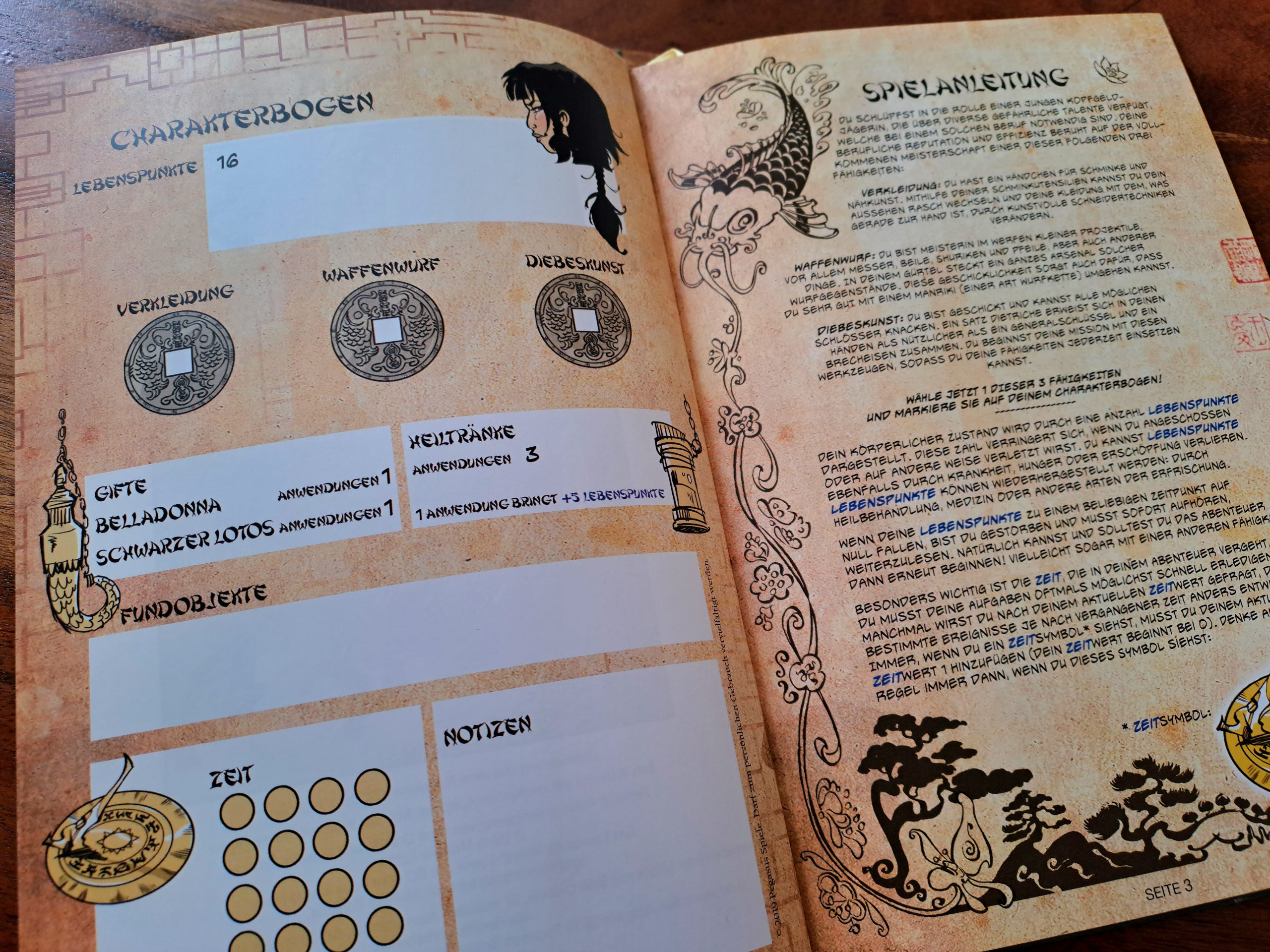 Eine Detailaufnahme des Charakterbogens