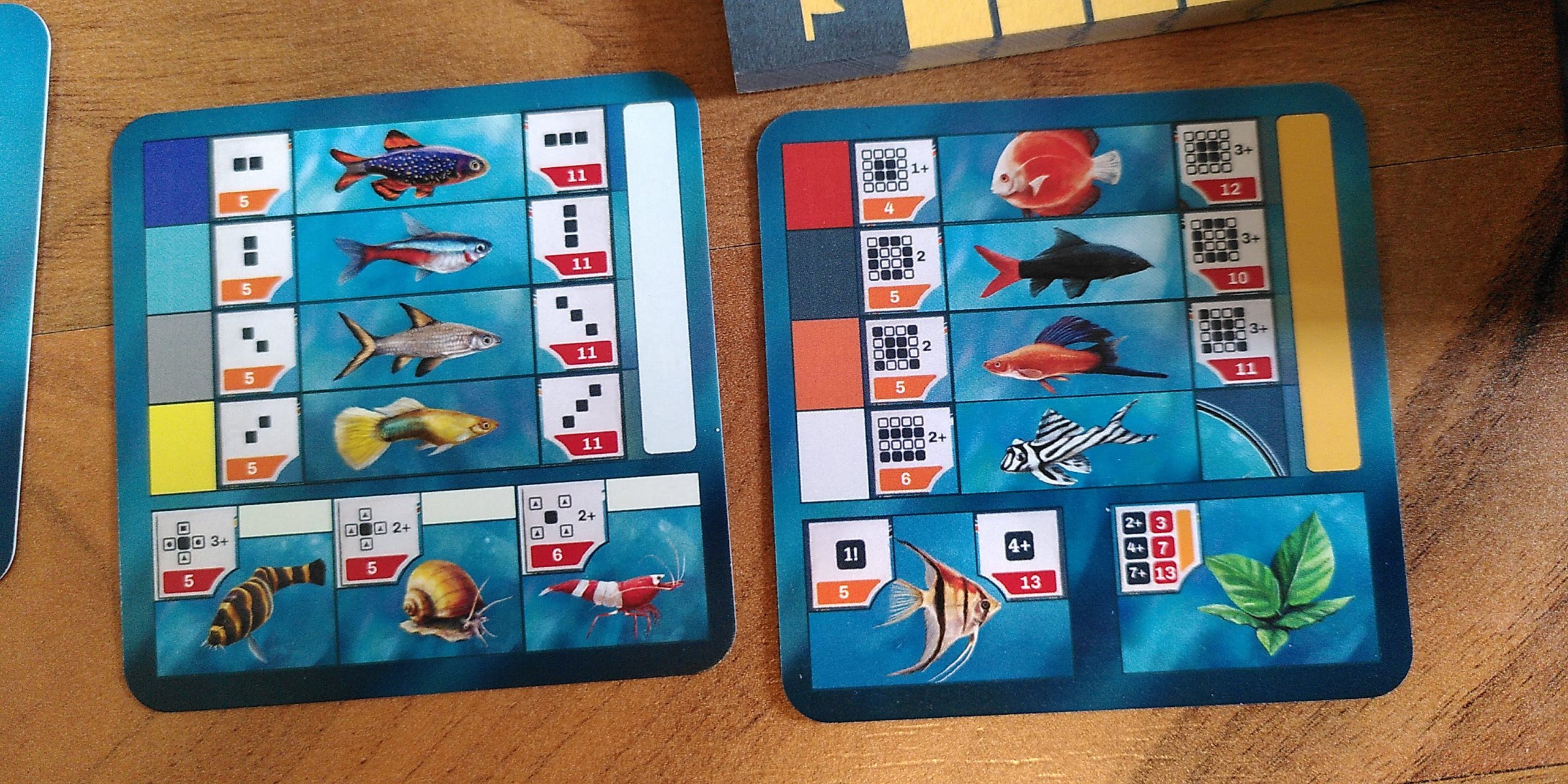 beide Übersichtskarten mit den Punktebedingungen aller Kartenarten