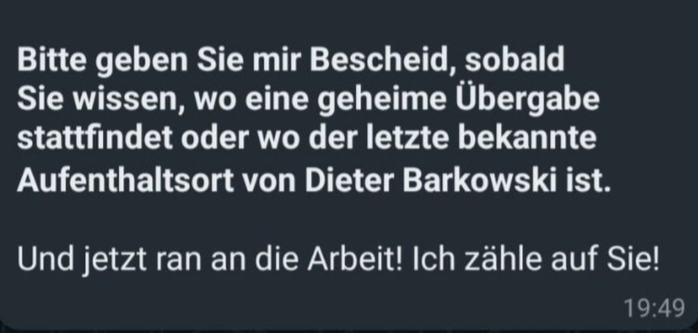 Eine Chat-Nachricht mit ersten Anweisungen