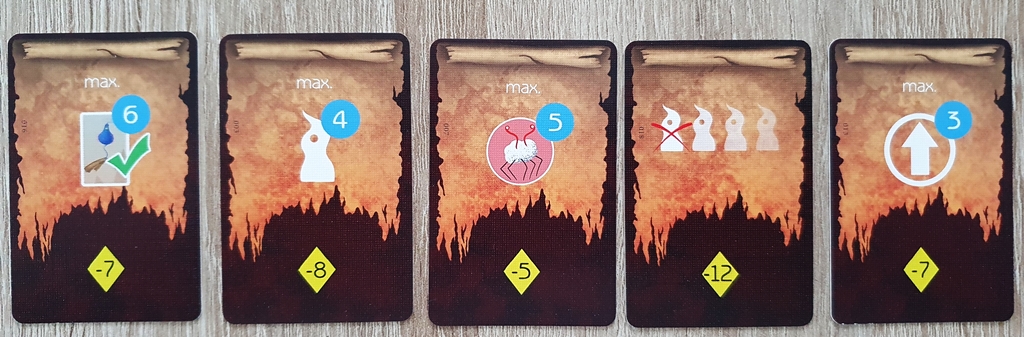 Fünf Beispiele von den Rachekarten