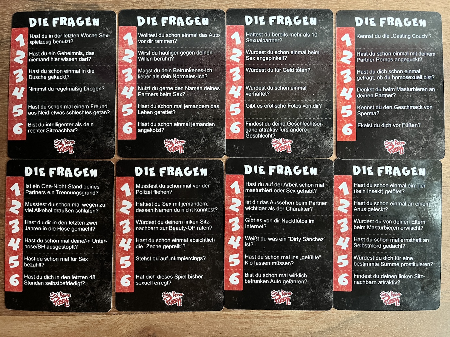 Auswahl an Fragenkarten 