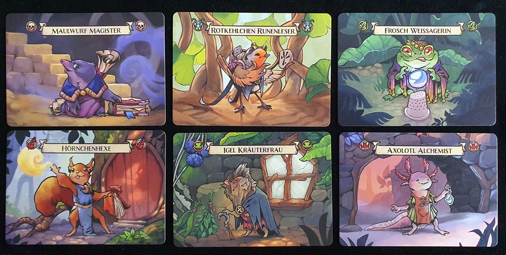 Sechs Charakterkarten
