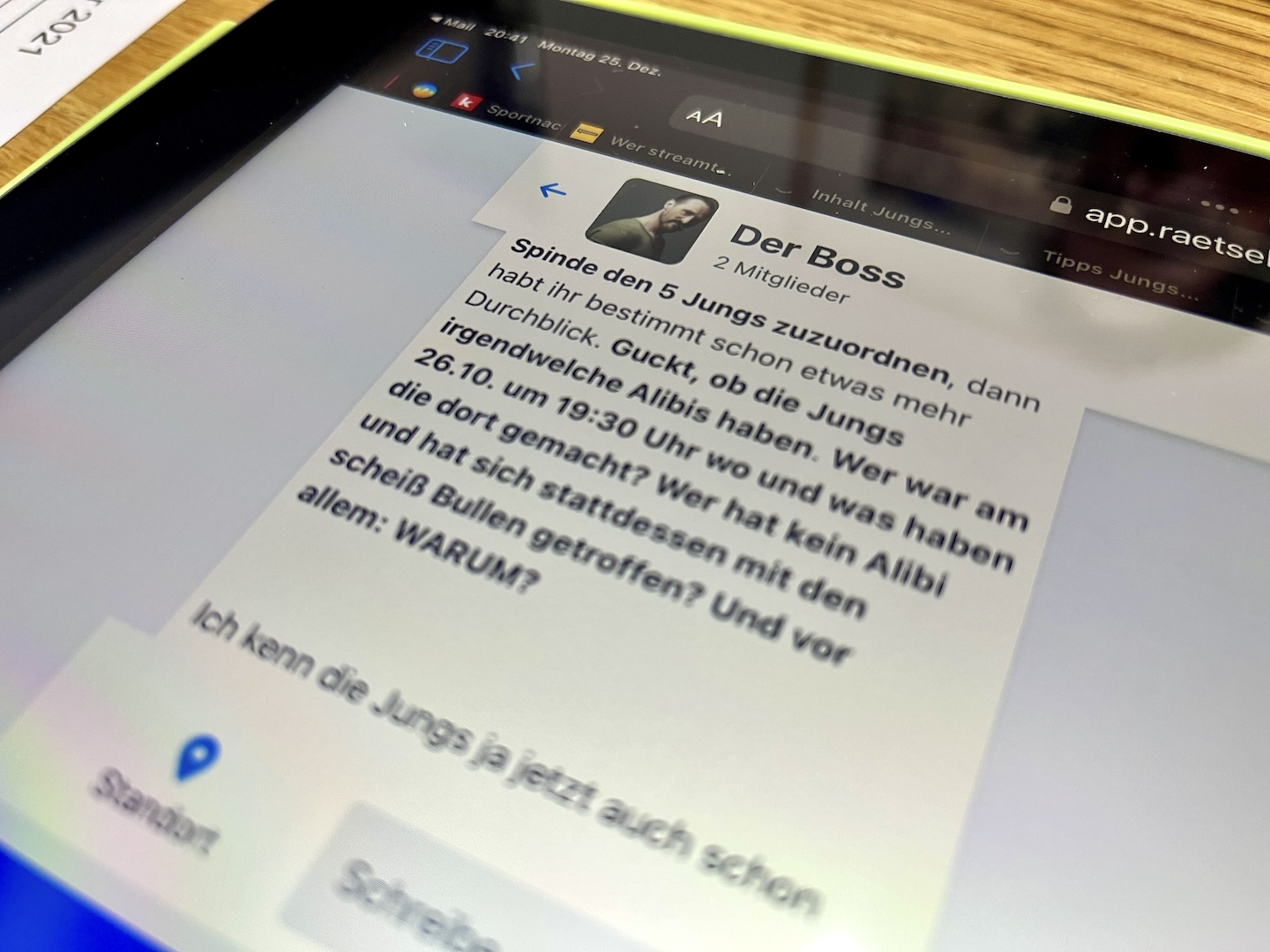 Beispiel eines Textverlaufs mit dem Boss