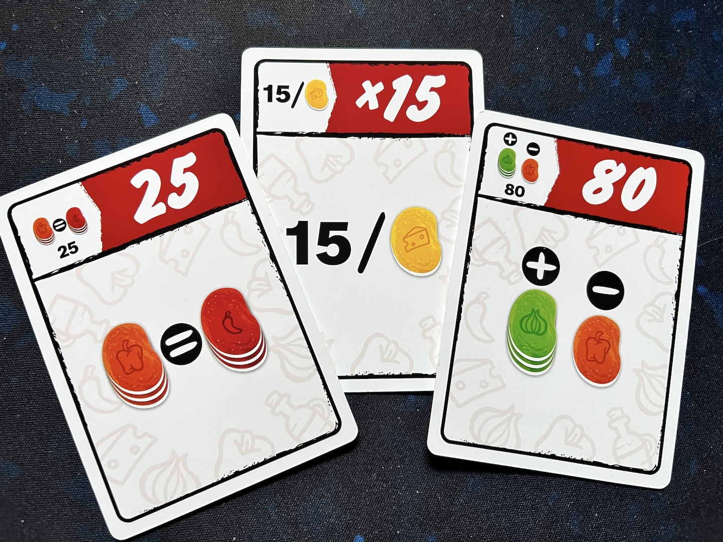 Die Punktebedingungen auf den Karten sind gut zu erkennen