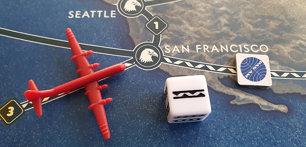 Auszug aus dem Spielplan. Die Phase, in der die Ausbreitung von Pan Am erwürfelt wird