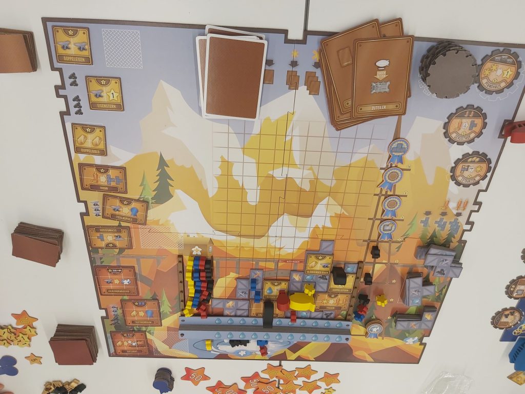 Zu sehen ist das Spielbrett von Volldampf.