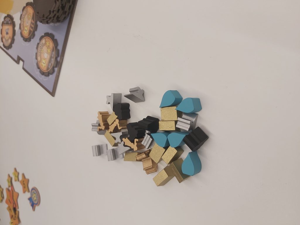 Zu sehen sind die unterschiedlichen Ressourcen des Spiels Volldampf.