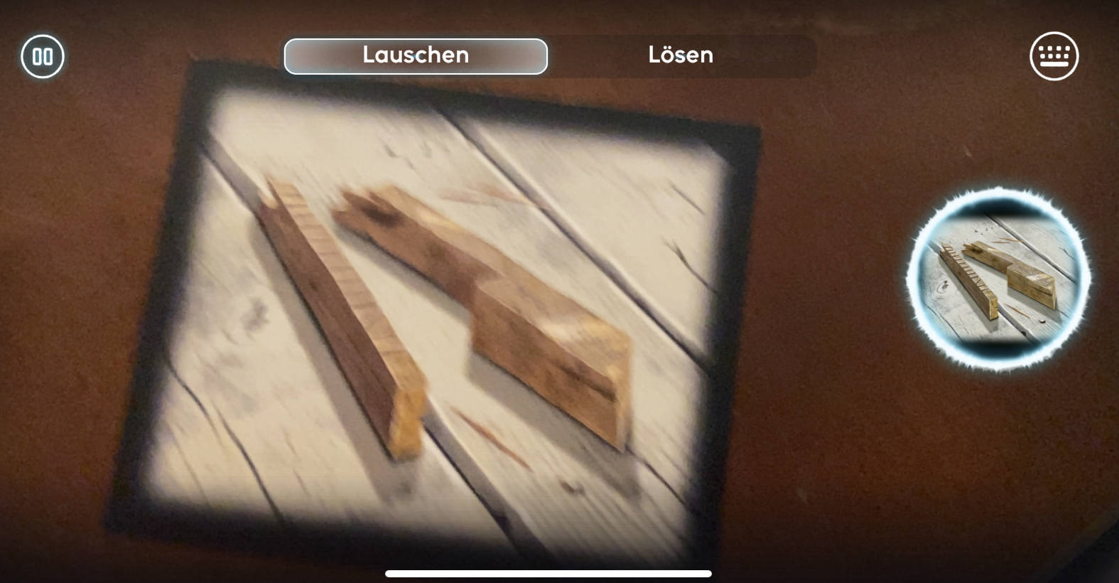 Screenshot aus der App, man sieht die gescannte Karte und links das erkannte Symbol, welches die App dazu angibt.