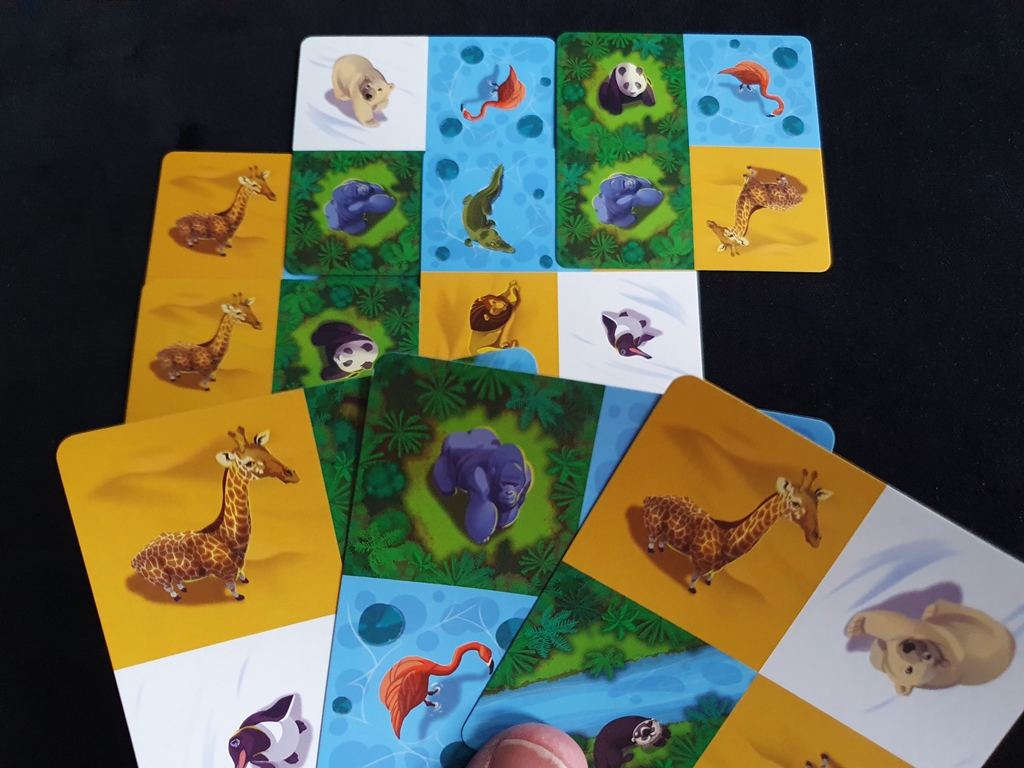 Erste Auslage und Kartenhand mit drei Karten