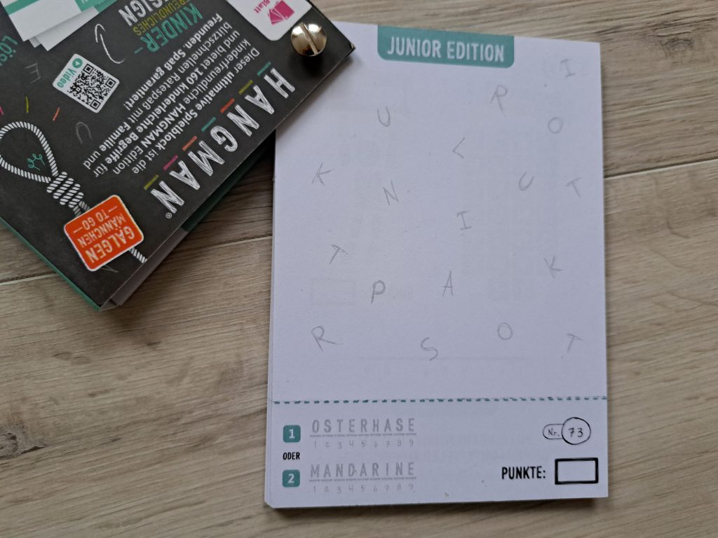 Rückseite eines Spielblattes