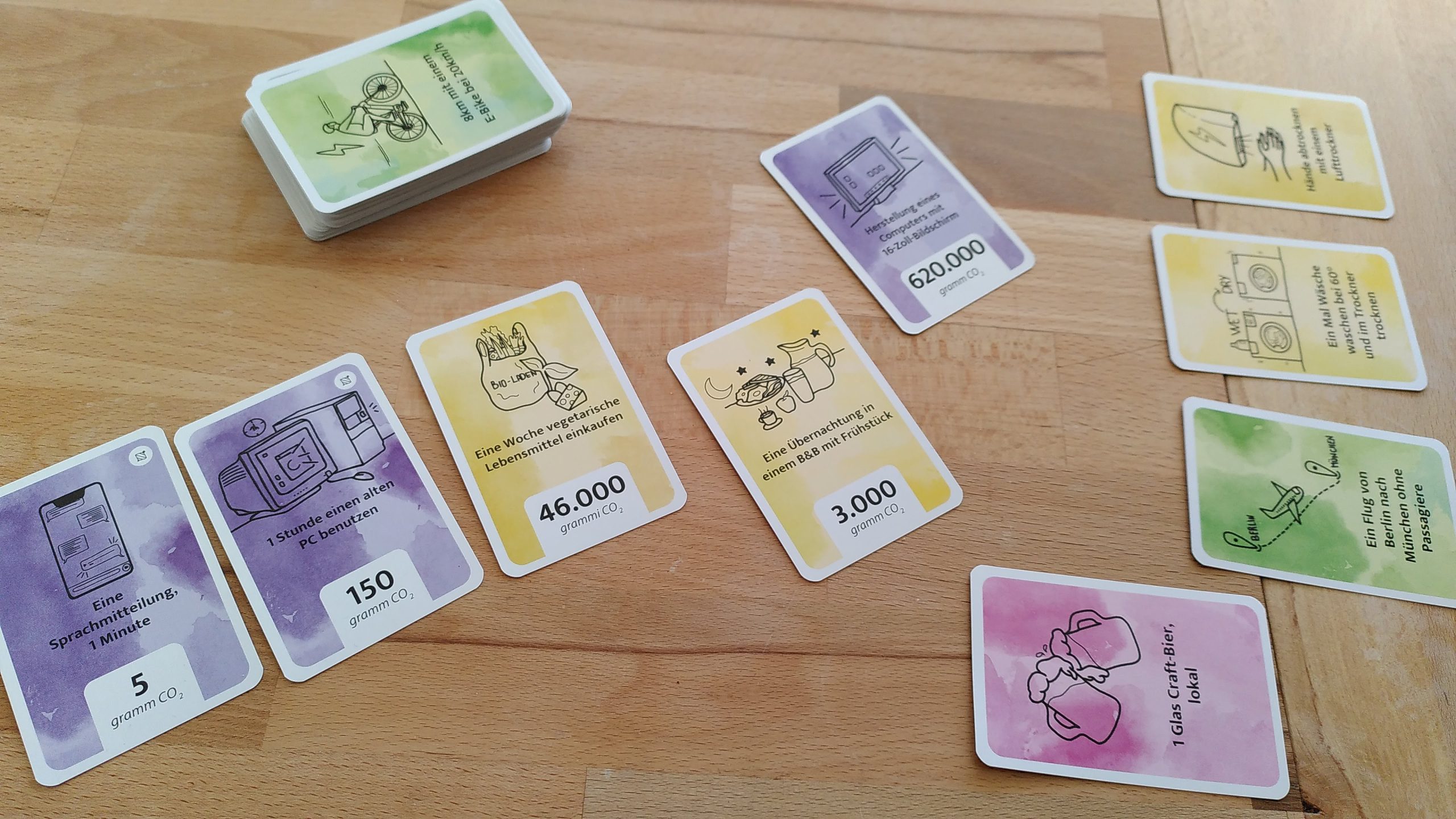 Hier hat jemand eine Karte falsch einsortiert. Sie wir auf den Ablagestapel gelegt, der Spielende, der den Fehler gemacht hat, bekommt zwei Strafkarten verdeckt vom Stapel.
